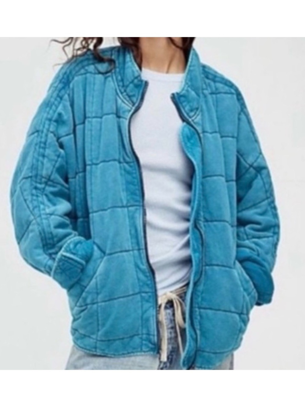Teal Quilted Casual Women's Jacket